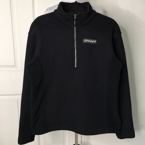 Spyder Mens Black Cable 1/2 Pullover Jacket Size Medium